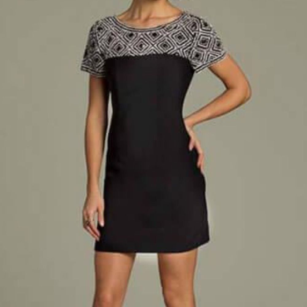 Jovani Crystal Beaded Black Cocktail Length/Mini Formal Dress Style 92203 Size 8